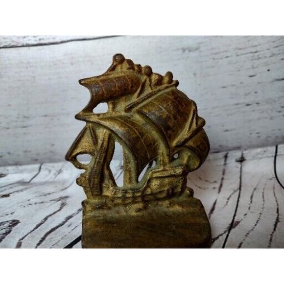 Vintage Brass Ship Sail Boat Book End - Picture 5 of 5
